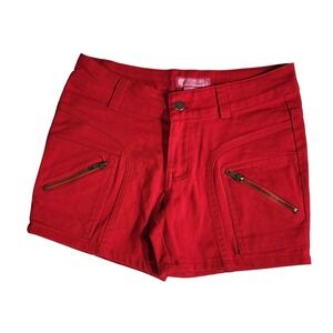 Y2K Luan n Luu Red Mini Skirt Y2K Low Rise Zipper Pockets Cotton‎ Blend M